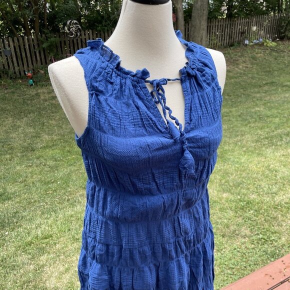 Max Studio Cobalt Blue Ruffle Tiered Sleeveless Dress Size S MSRP $128 - Picture 3 of 15
